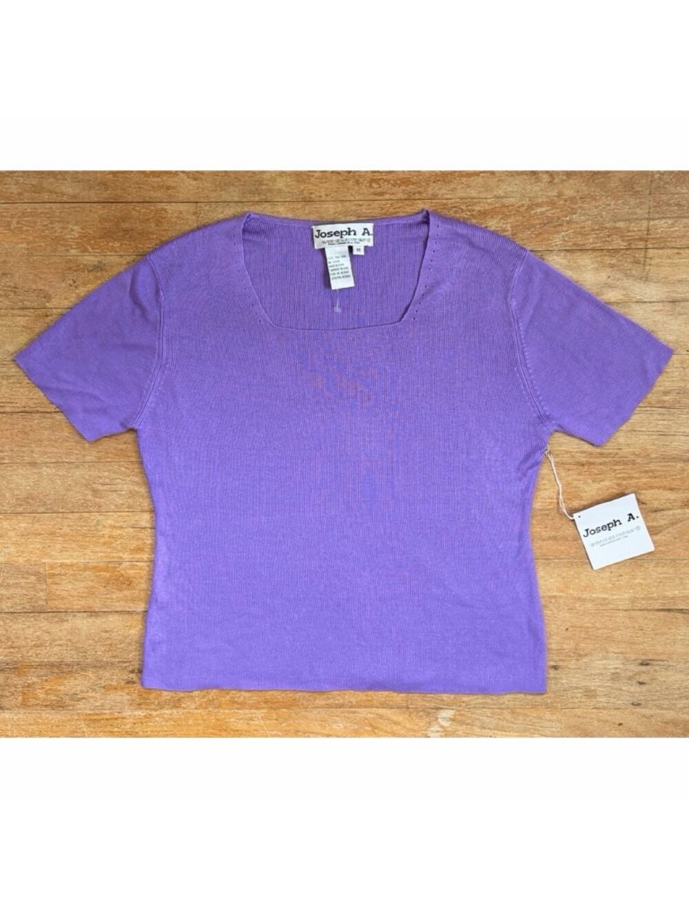 Vintage Knit Silk Top Size Medium 90s Joseph A Lavender Purple Cropped Shirt  Ex